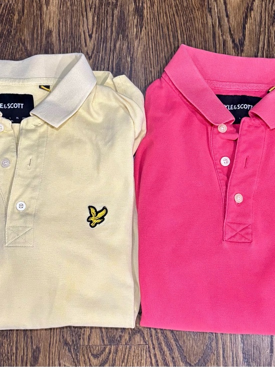 Lyle & Scott Other - 2 Lyle & Scott Men's S Yellow and Coral Solid Short Sleeve Knit Polos